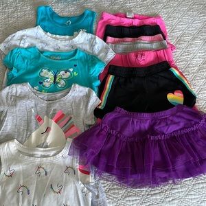 Bundle of 6 shorts and 5 shirts for outdoor play. 4T. See photos for condition.